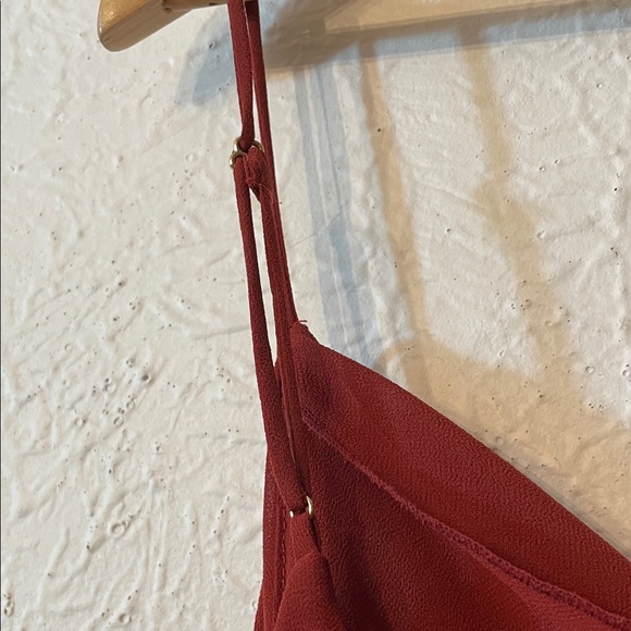 NWT Oh Polly Cowl Neck Backless Waterfall Skirt Mini Dress in Red Size 6 - Picture 6 of 8